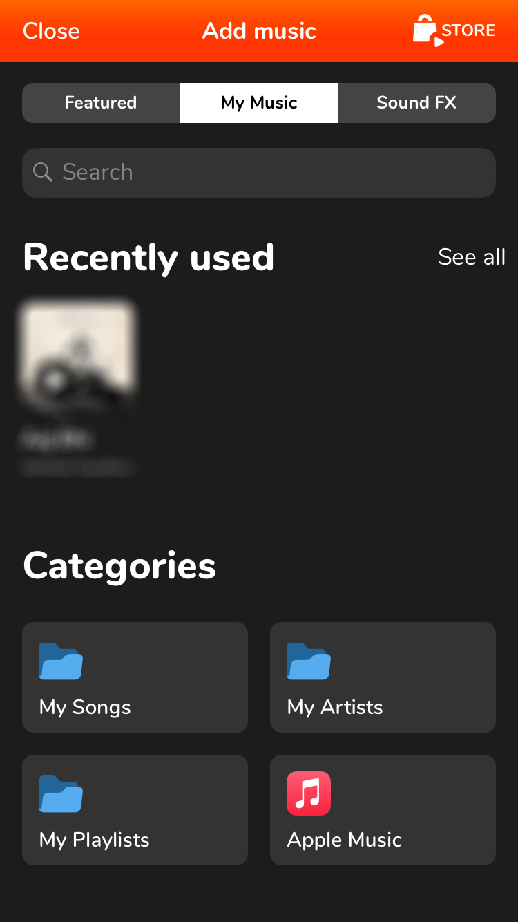Music categories in Videoshop app