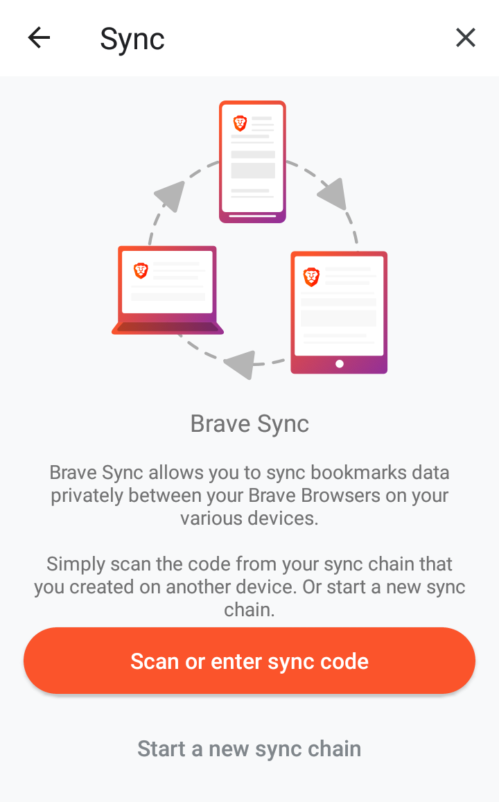 pairing devices in brave phone browser