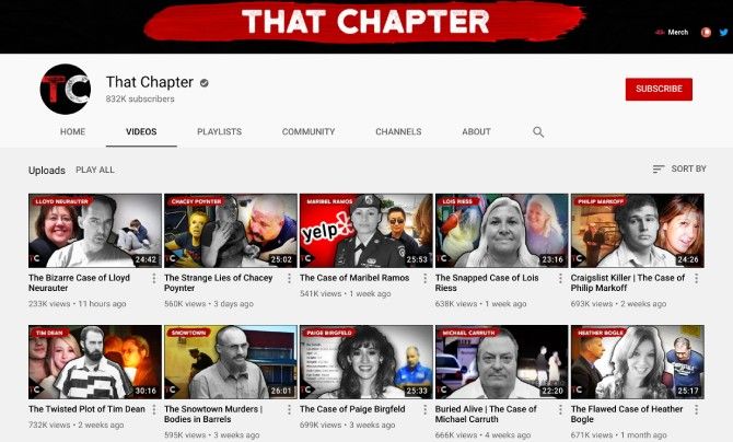 That Chapter is one of the best YouTube channels for true crime mini documentaries