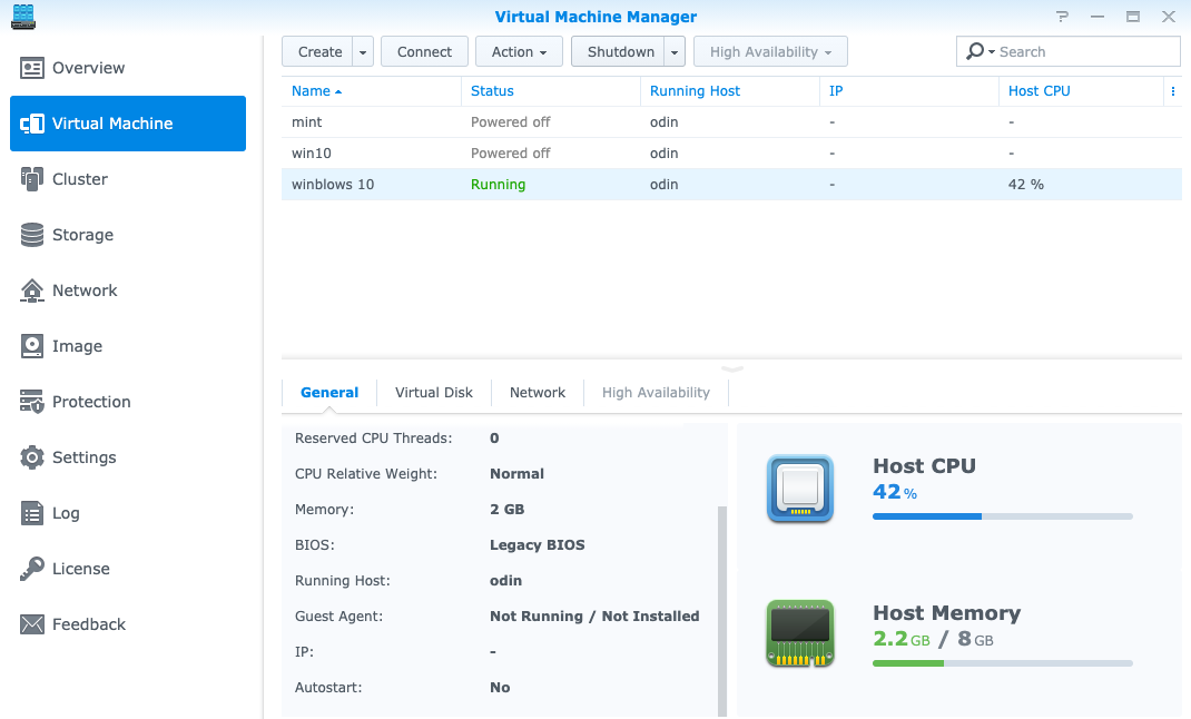 virtual machine manager on synology dsm