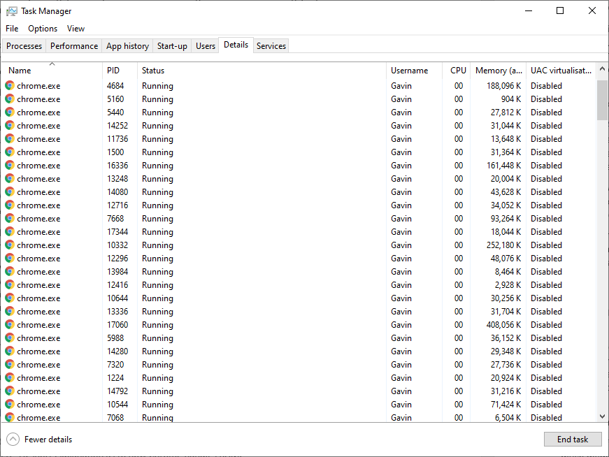 windows 10 chrome services task manager