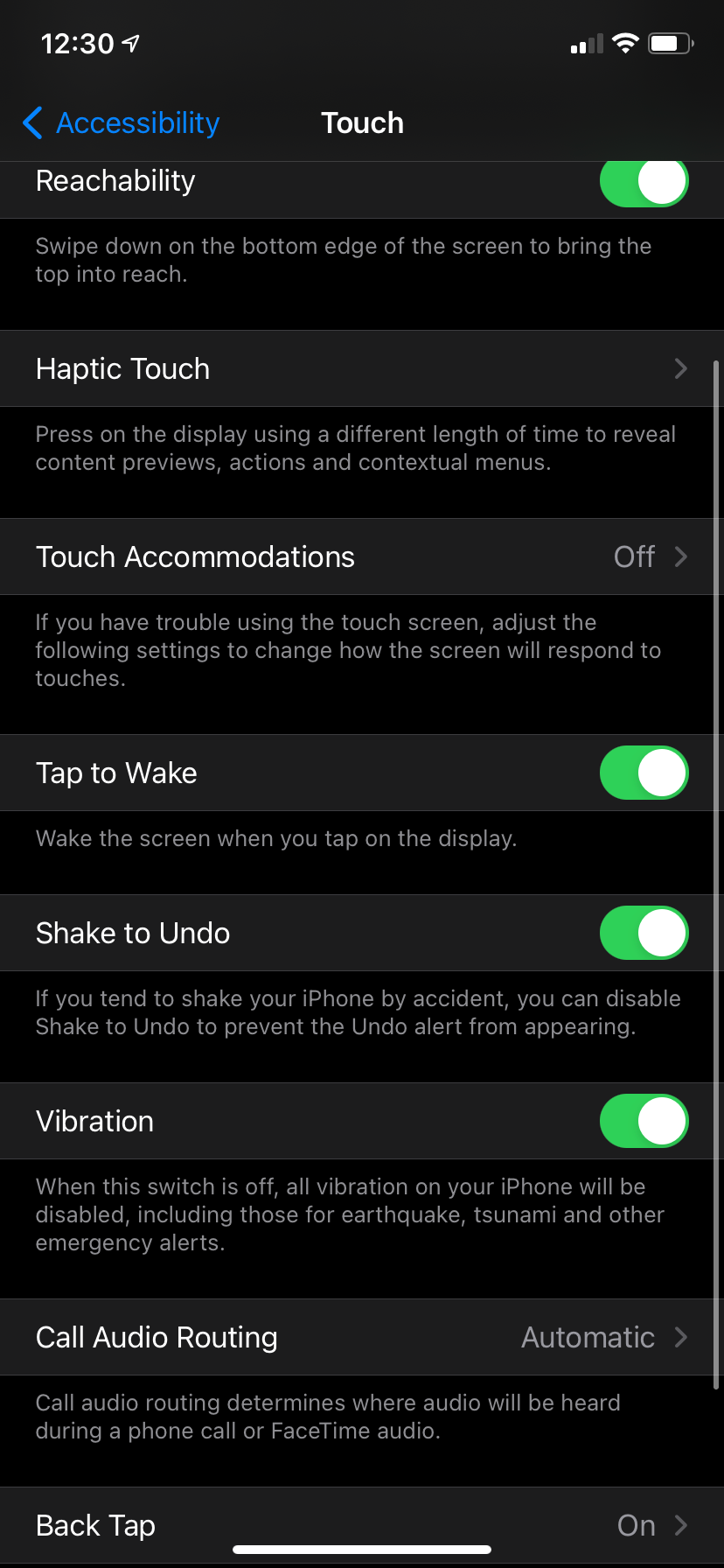 iPhone Touch Accessibility Options