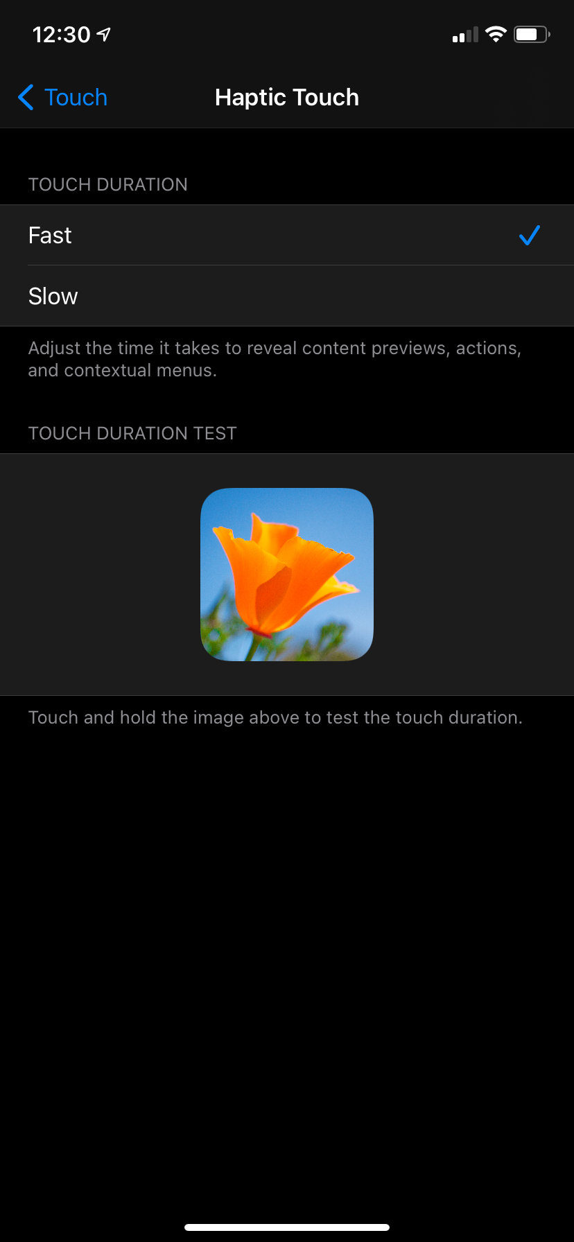 iPhone Haptic Touch Options