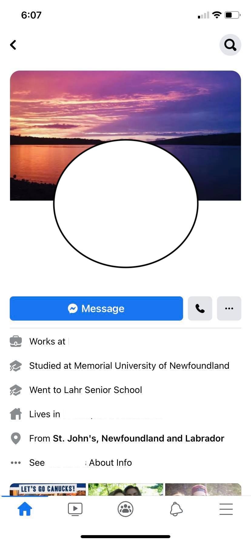 screenshot Facebook profile