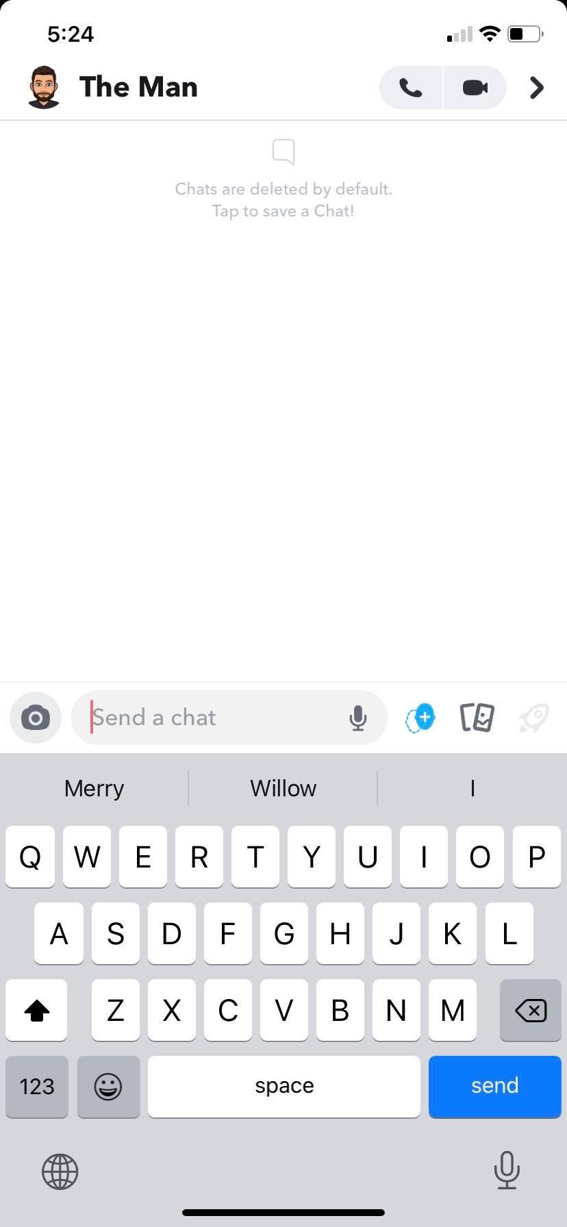 screenshot of Snapchat chat