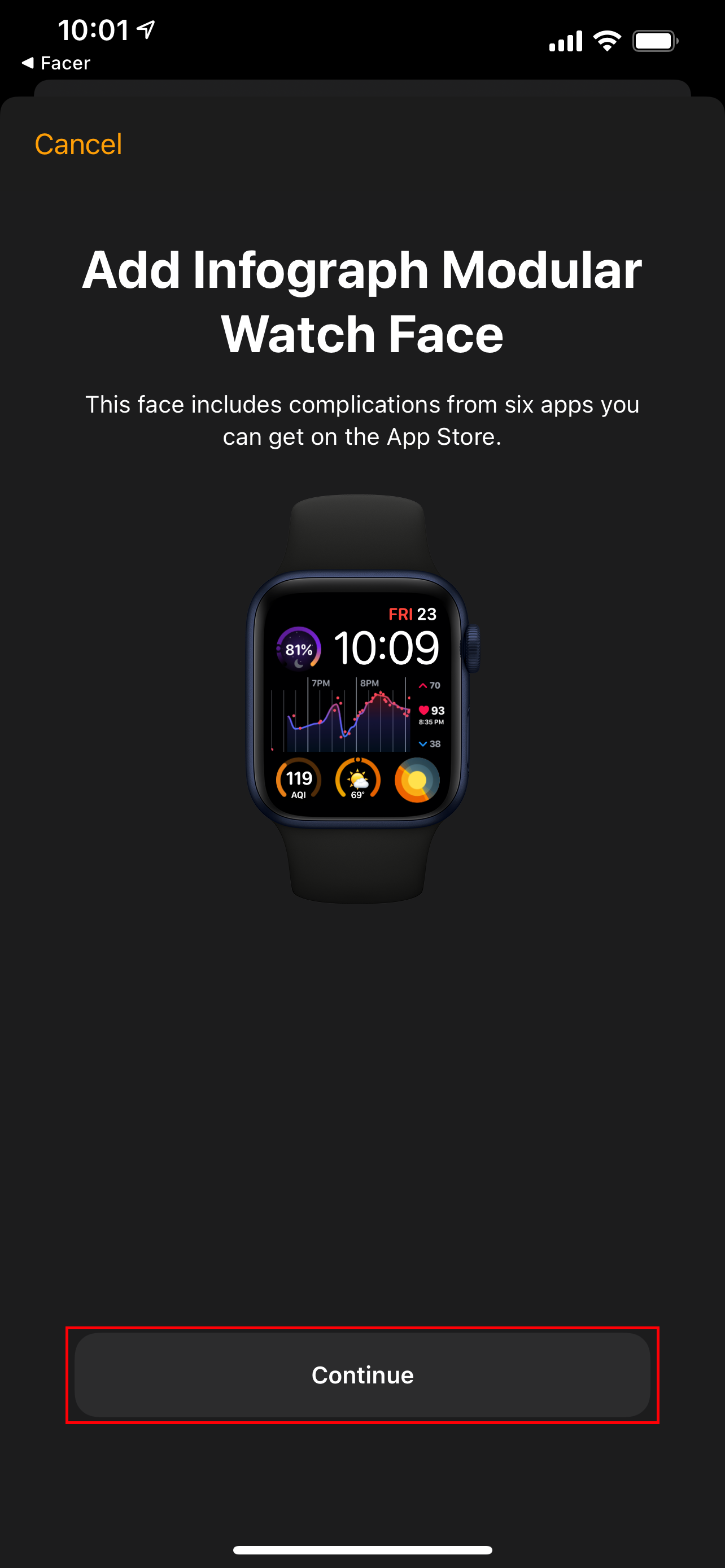 Add facer watch face to Watch app