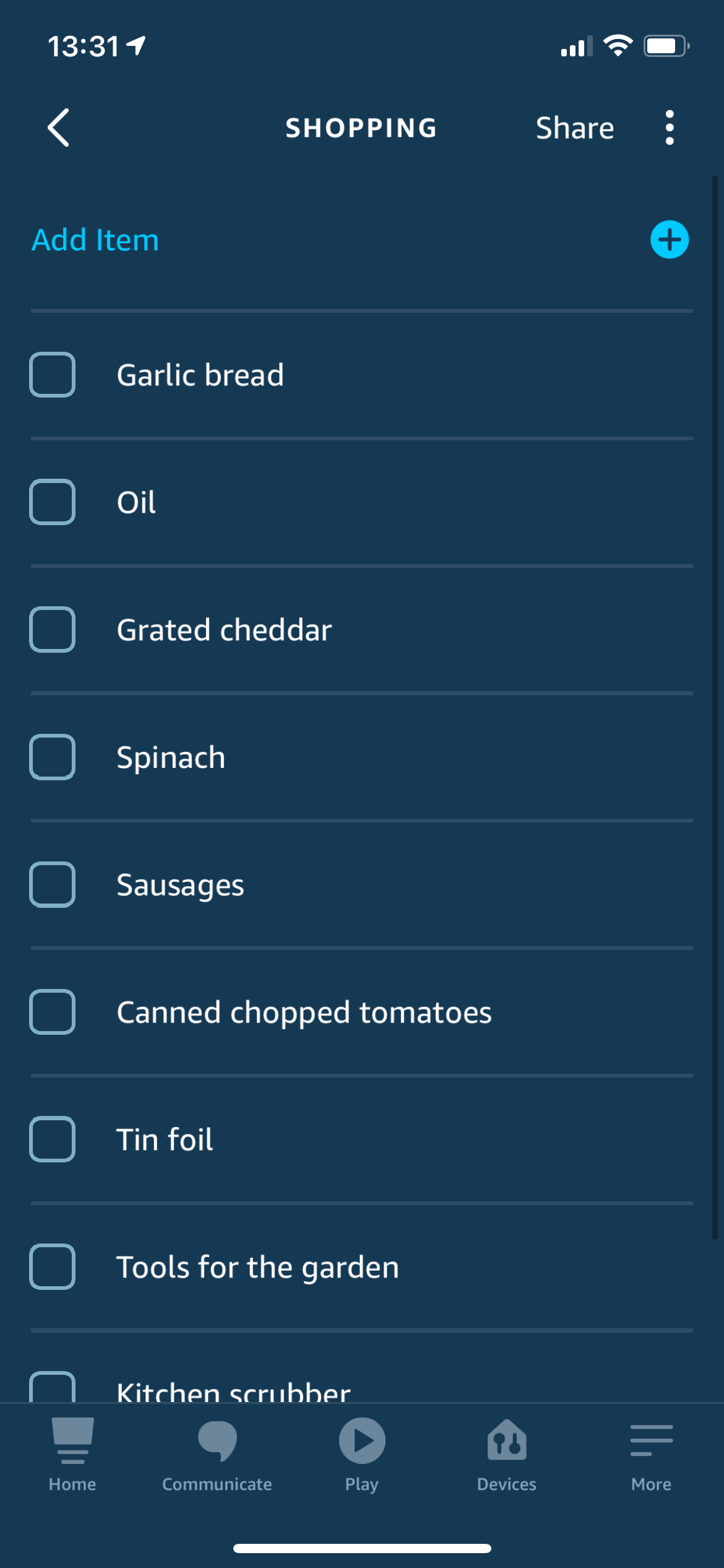 Alexa shopping list