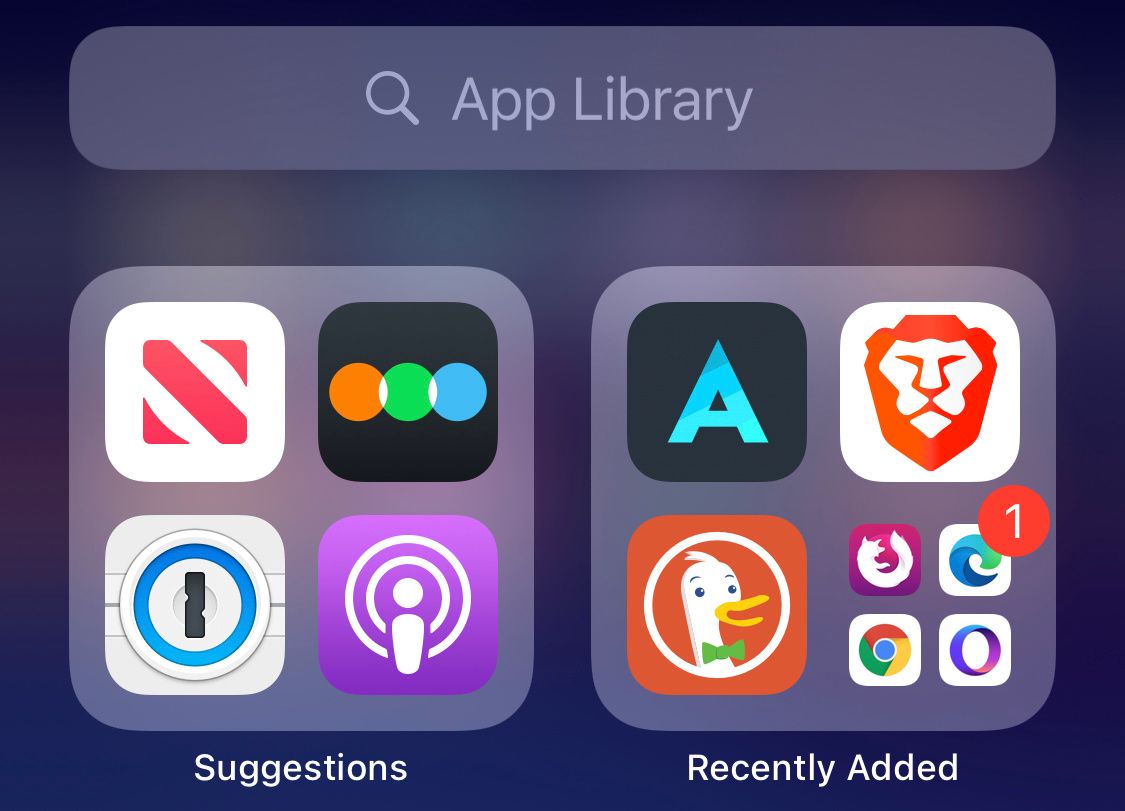 App Library Suggestions and Recently Added screenshot