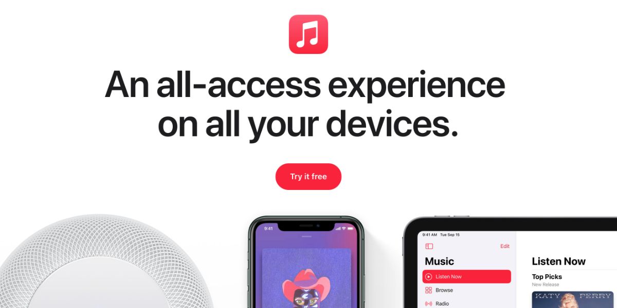 Apple Music free trial banner