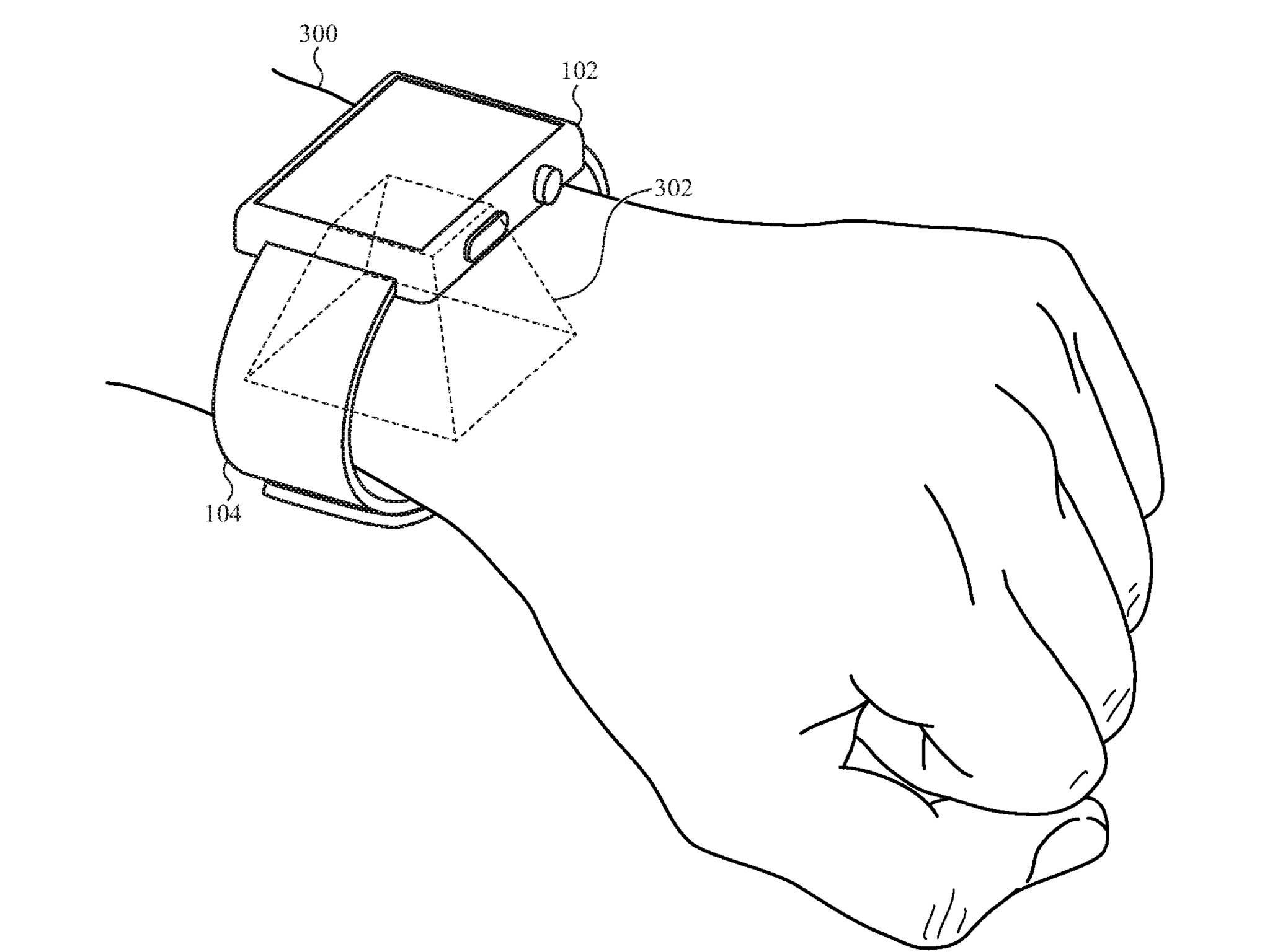 A drawing accompanying Apple's patent application for a Wrist ID authentication system for Apple Watch