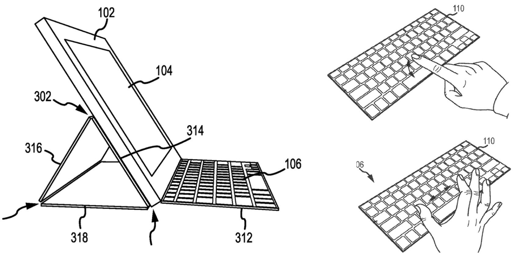 An Apple patent drawing envisioning an iPad Magic Keyboard with Multi-Touch keys