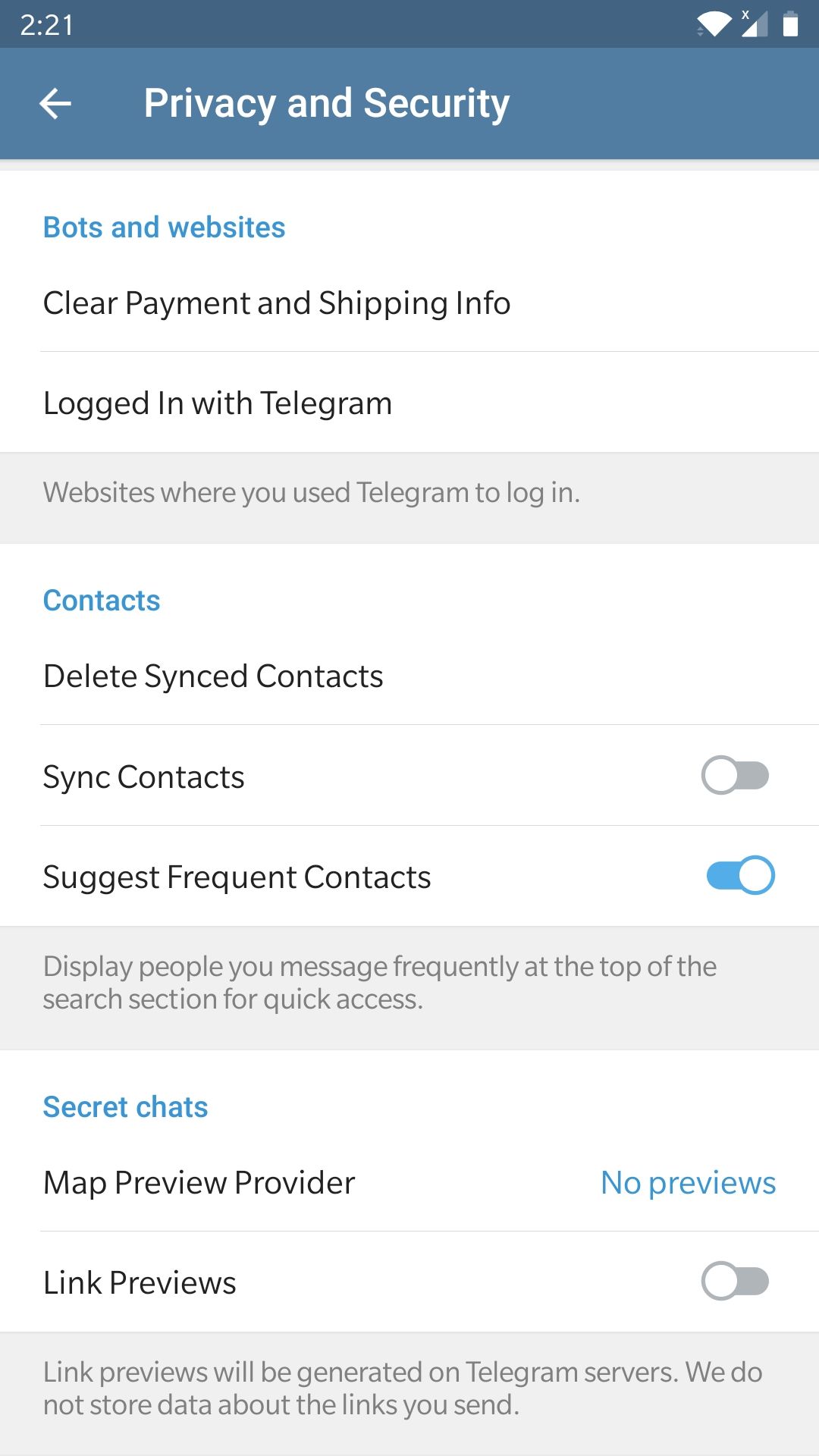 Disable Synced Contacts in Telegram on Android