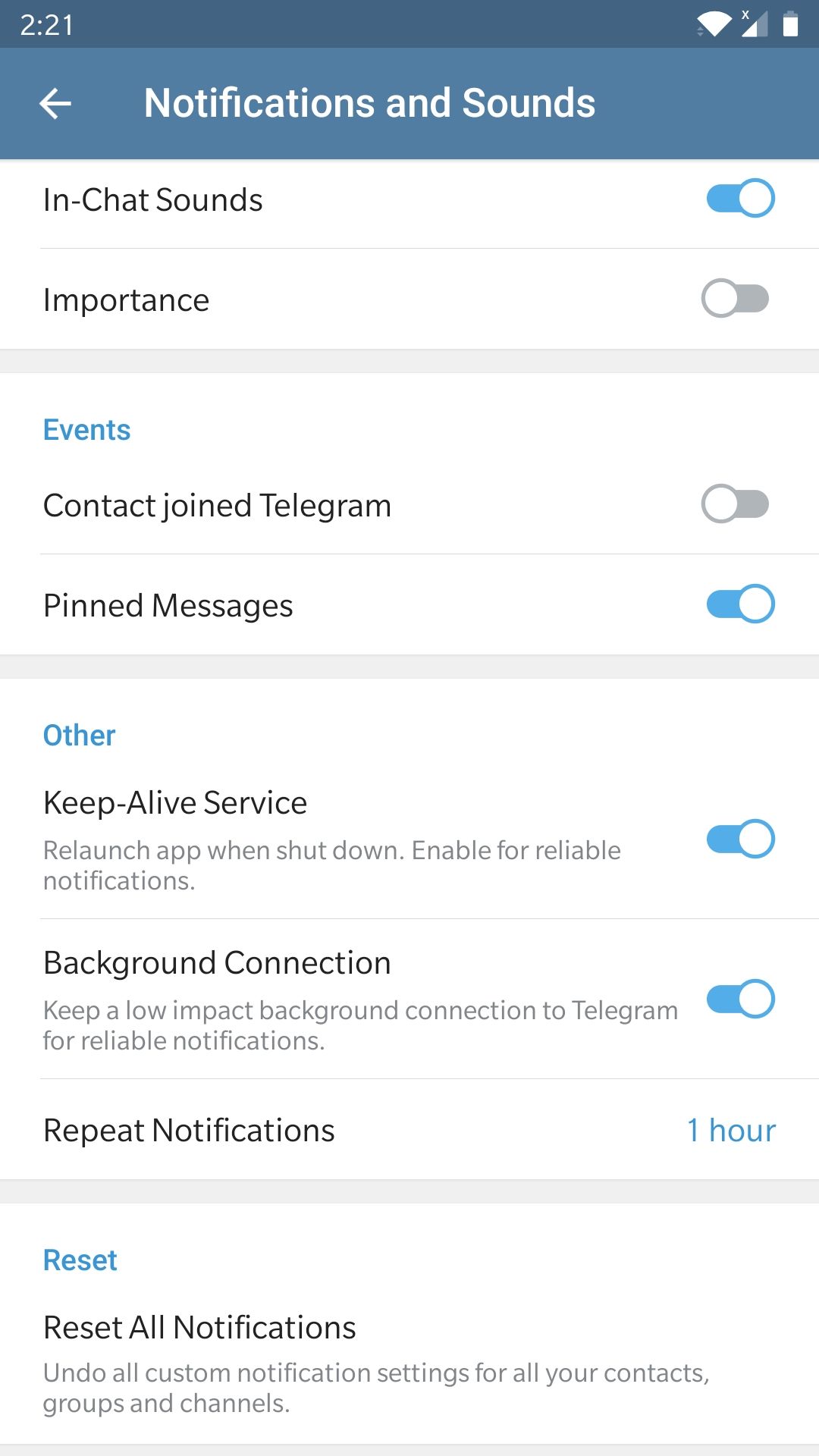 Disable Toggle Contact Joined in Telegram for Android