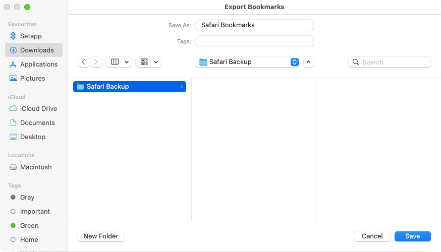 Export Safari Bookmarks