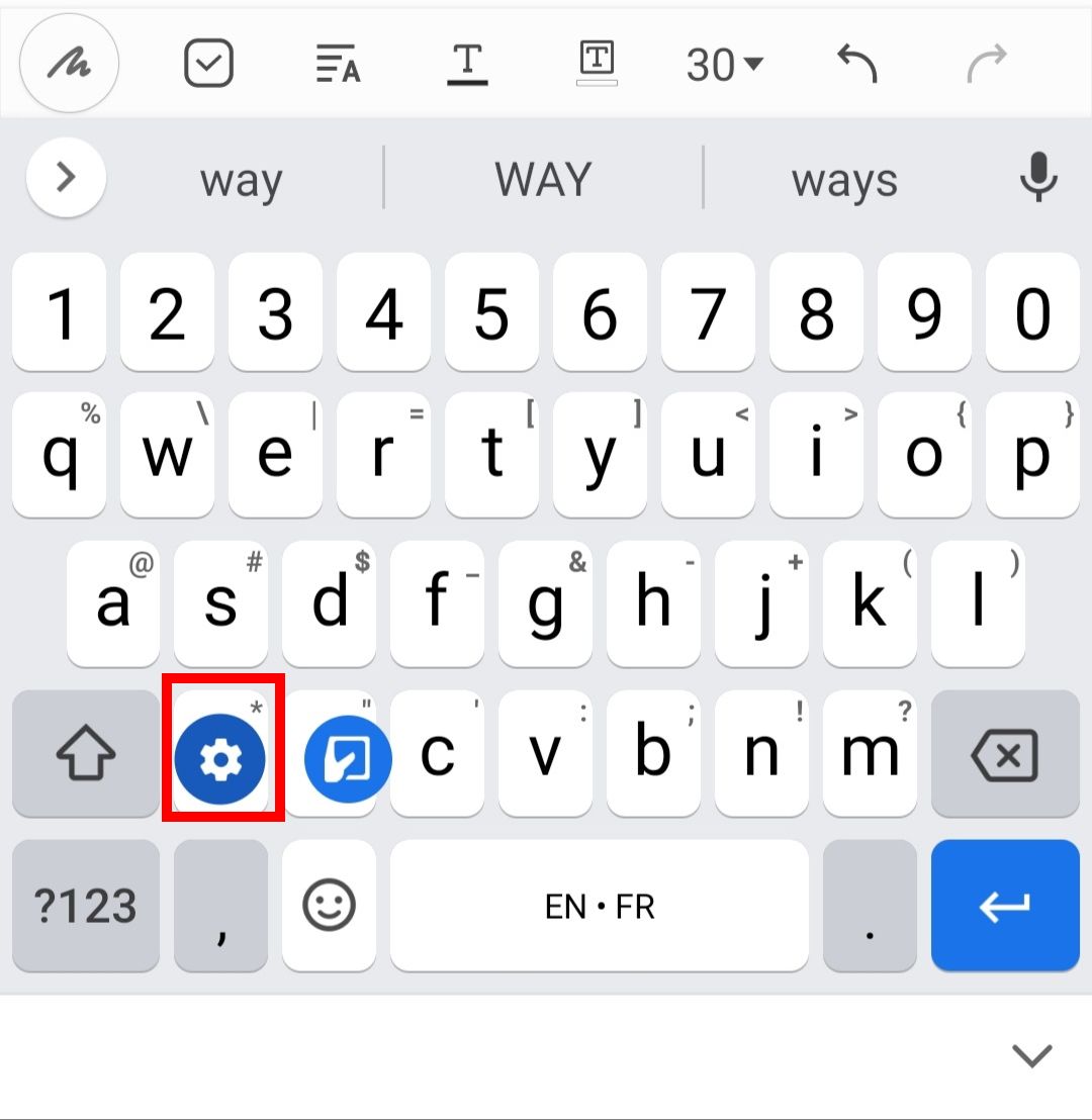 click the comma to get to the gboard settings