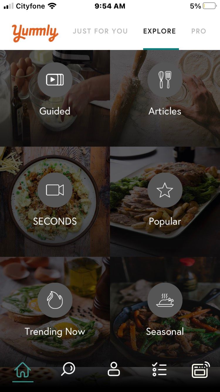 Yummly Recipe Sections