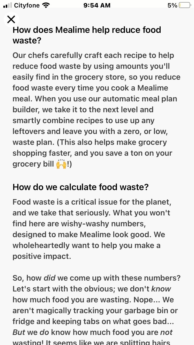 Mealime Food Waste Screenshot