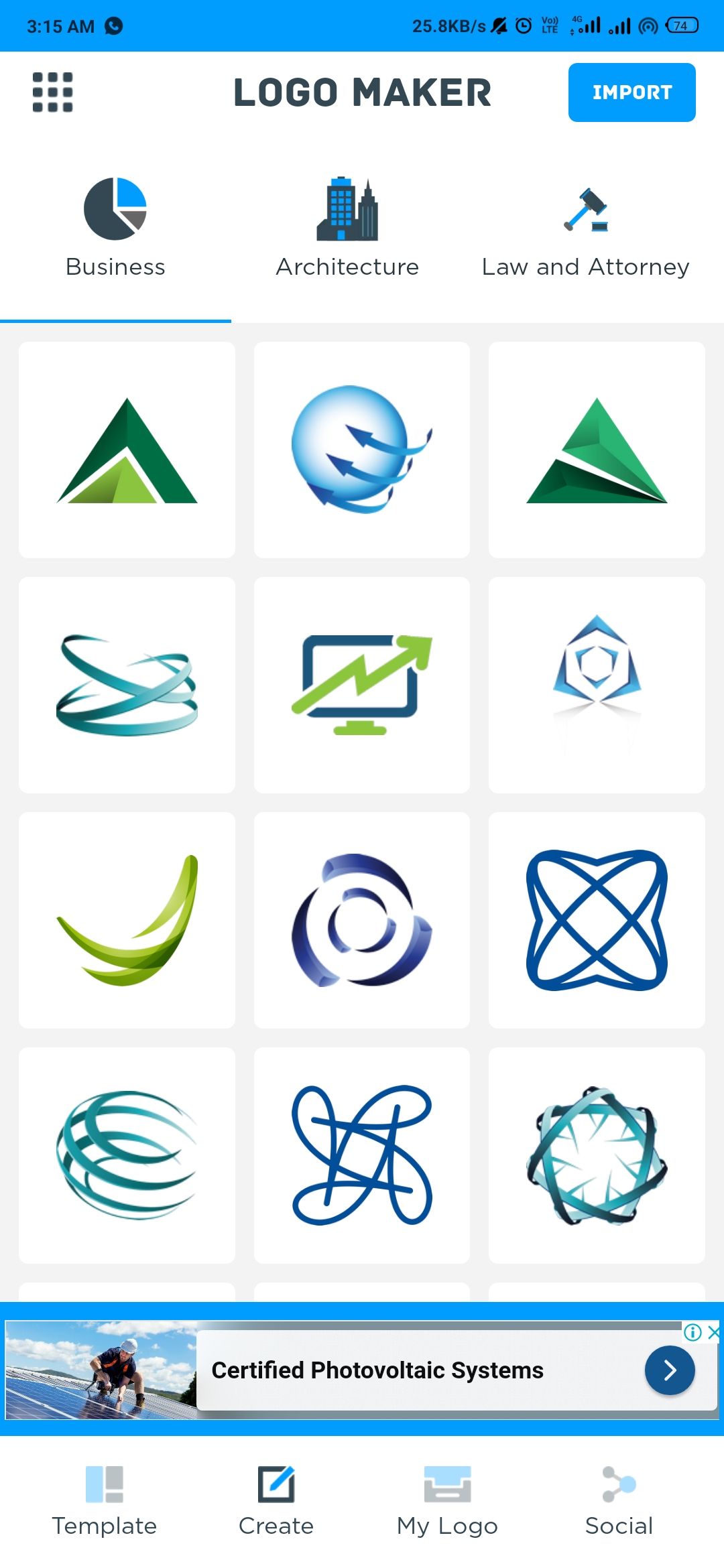 Various logos in the Logo Maker app