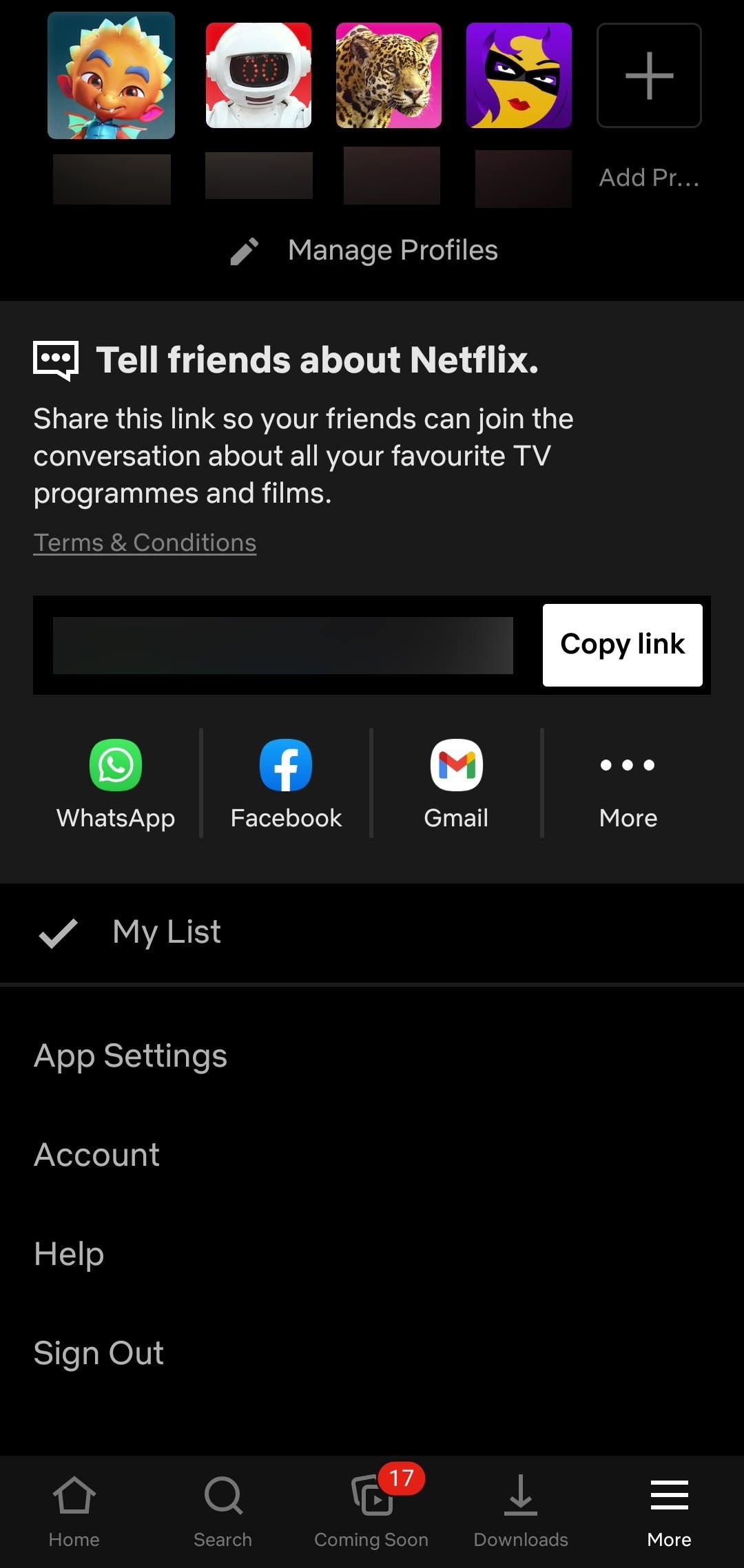 Netflix Android App More