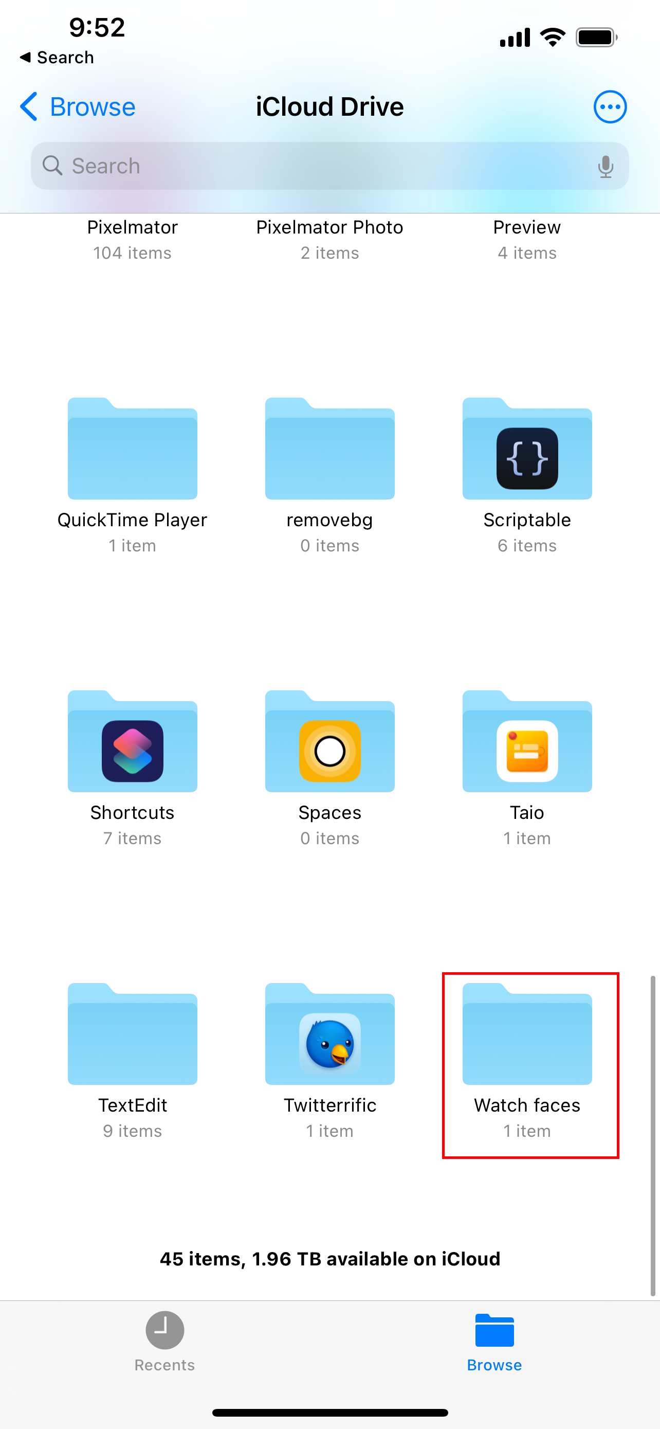 Open folder with watch face