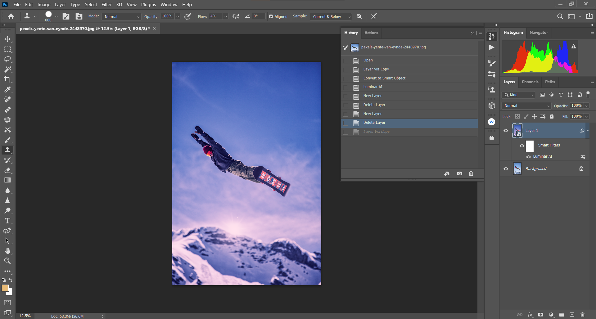 how to undo and redo changes in photoshop