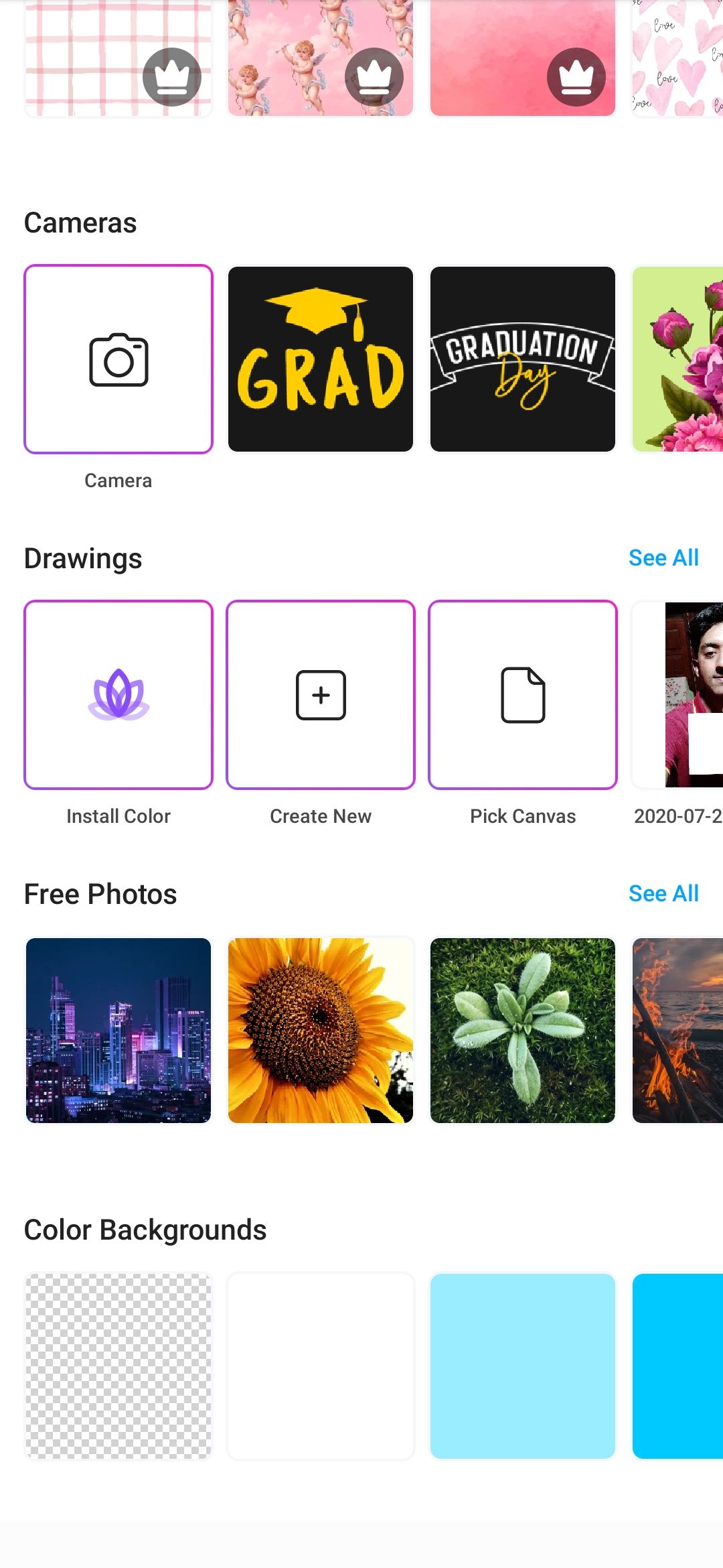 Choosing a background in PicsArt app