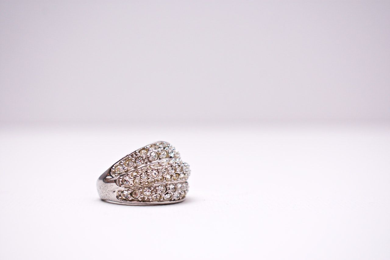 silver ring on a white background
