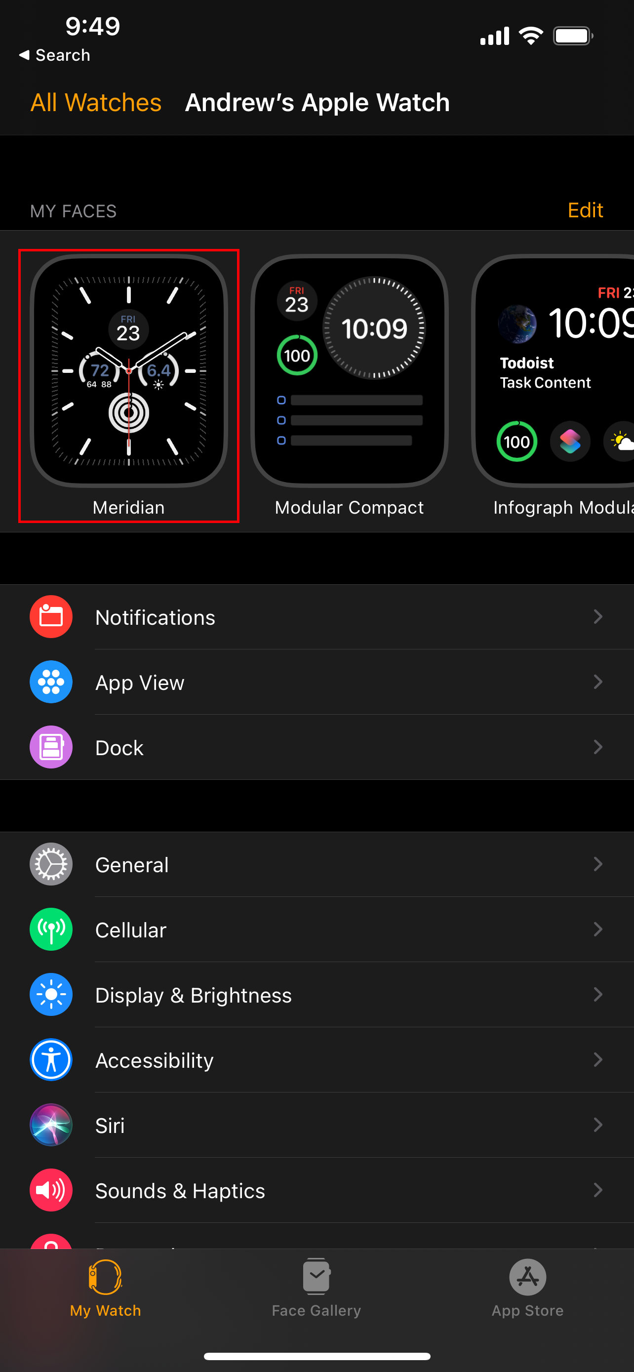 Select Apple Watch face to Share