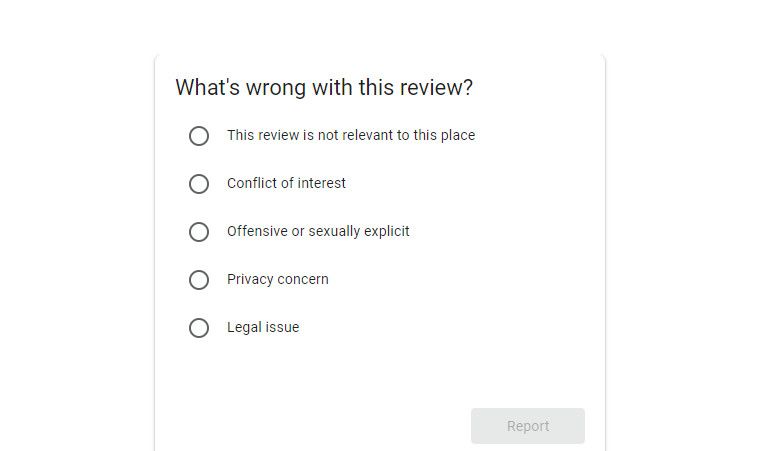 Select a reason for reporting and click report