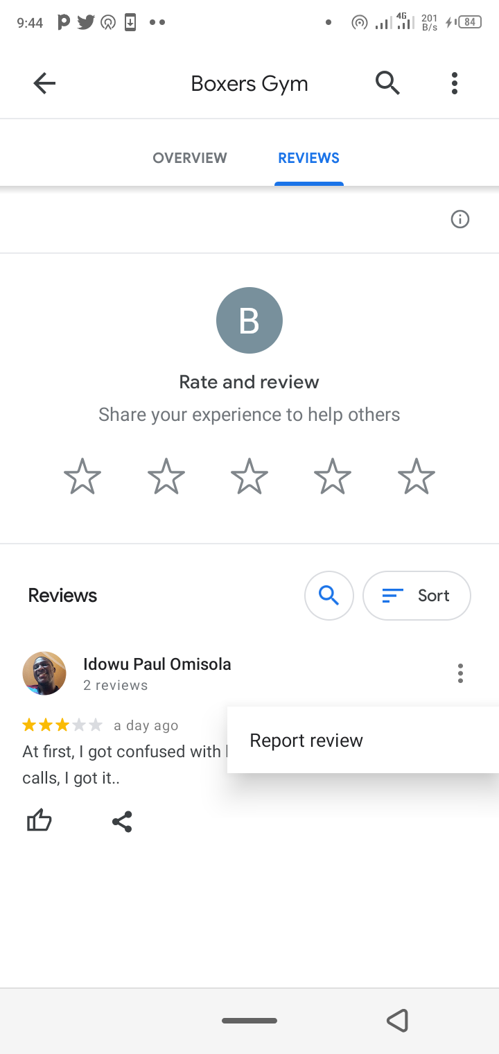 Select the review and tap report review