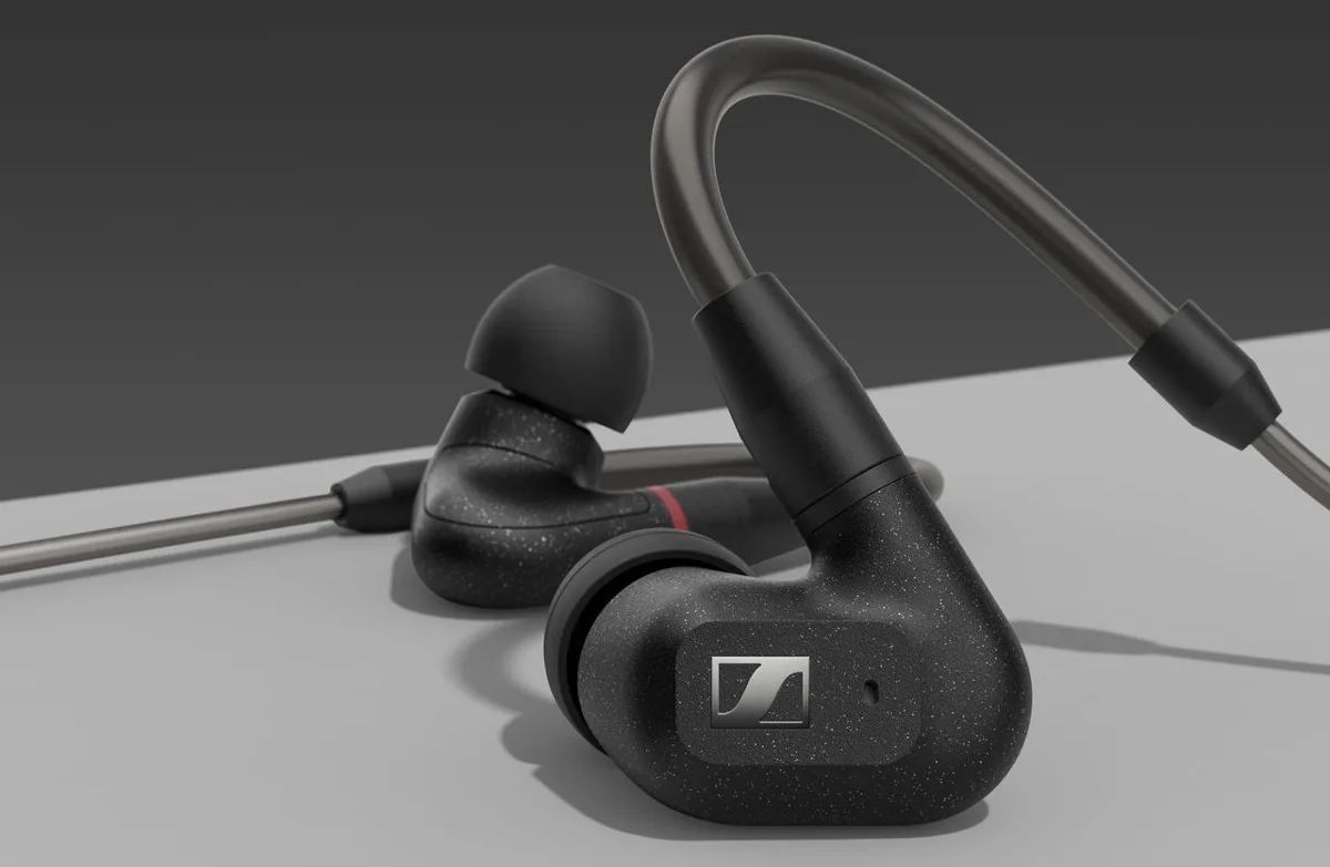 Sennheiser IE 300 in-hear headphones close-up.