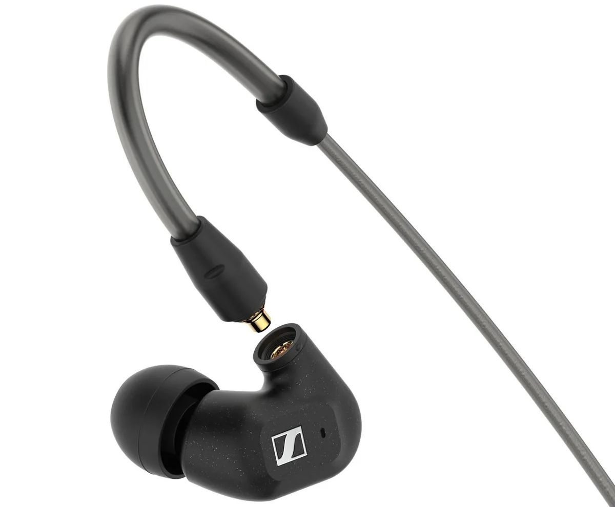 Sennheiser IE 300 in-ear headphones with 3.5 mm cable plugging into 4.4 connector.