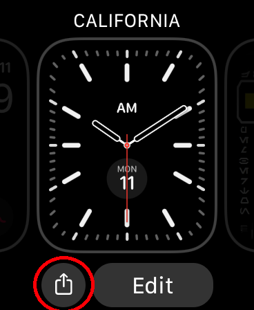 Share button on Apple Watch