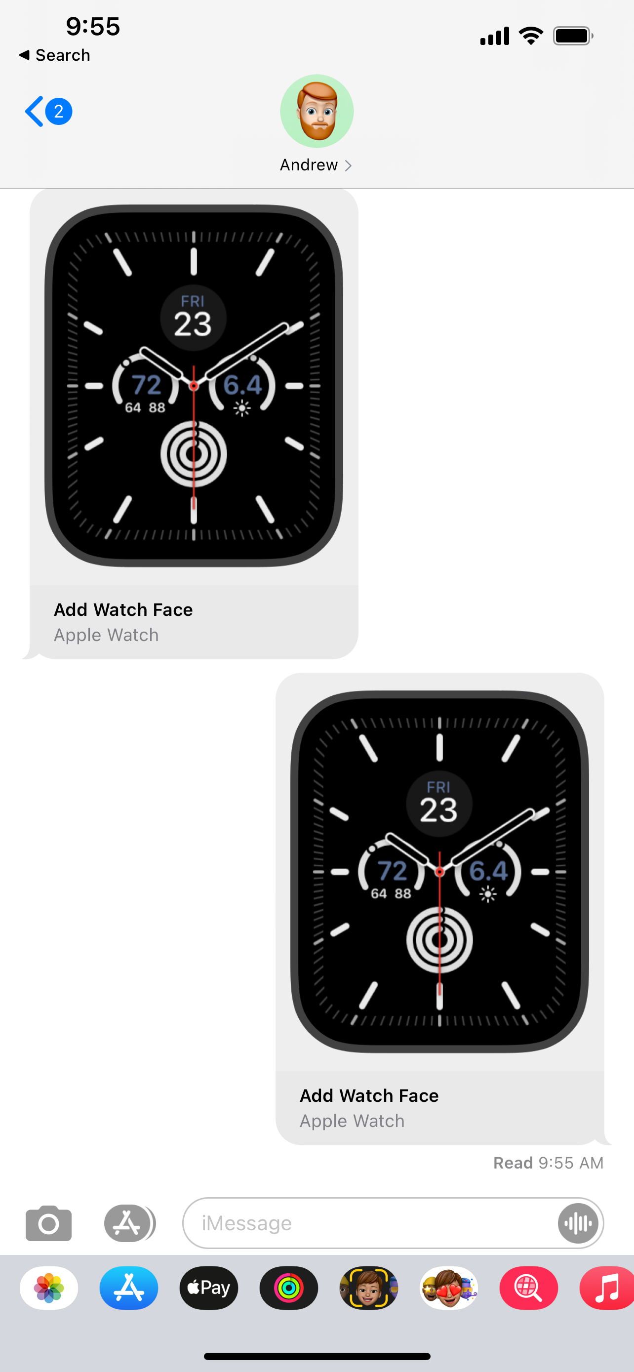Shared Apple Watch Face in Messages