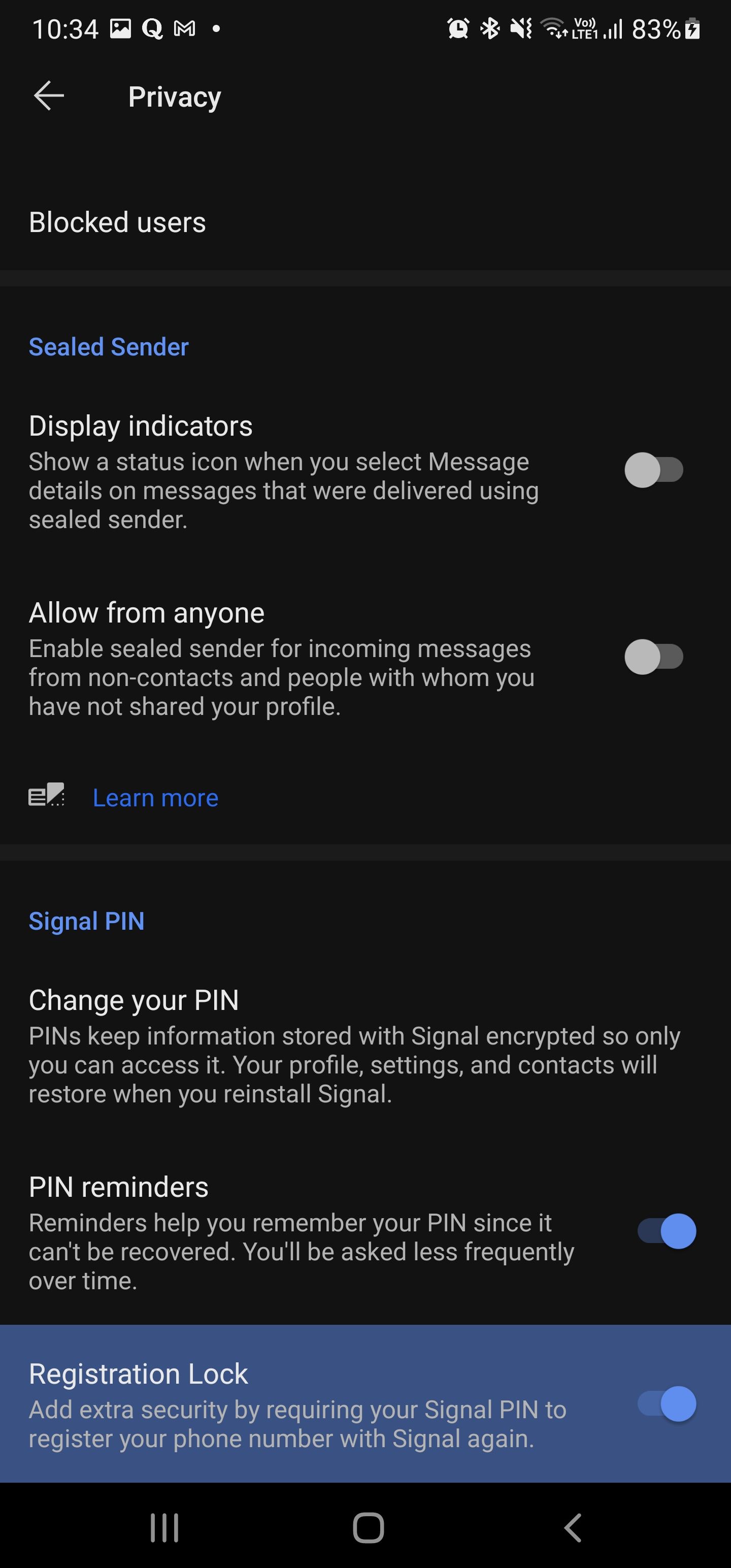 Signal Two Factor Authentication
