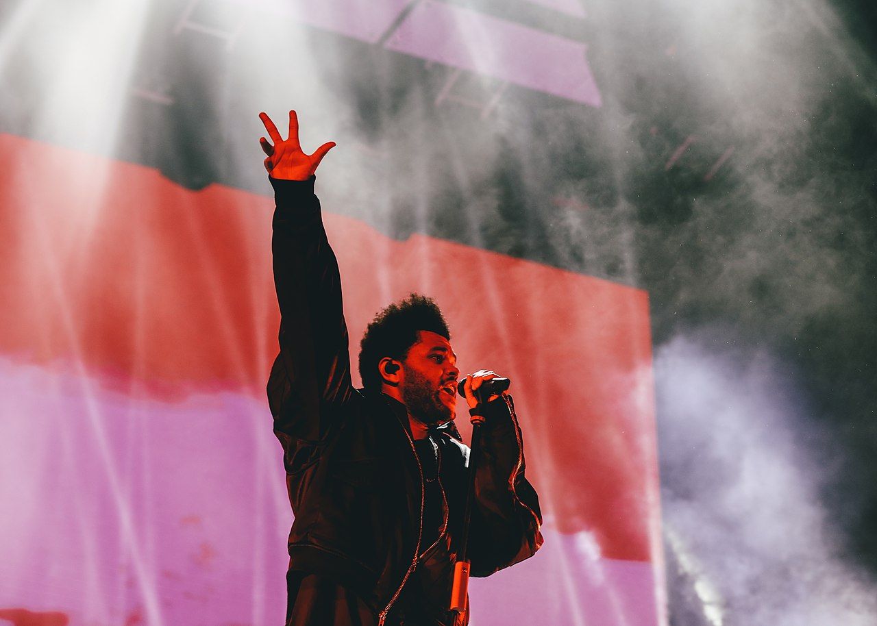 Singer The Weeknd performing live