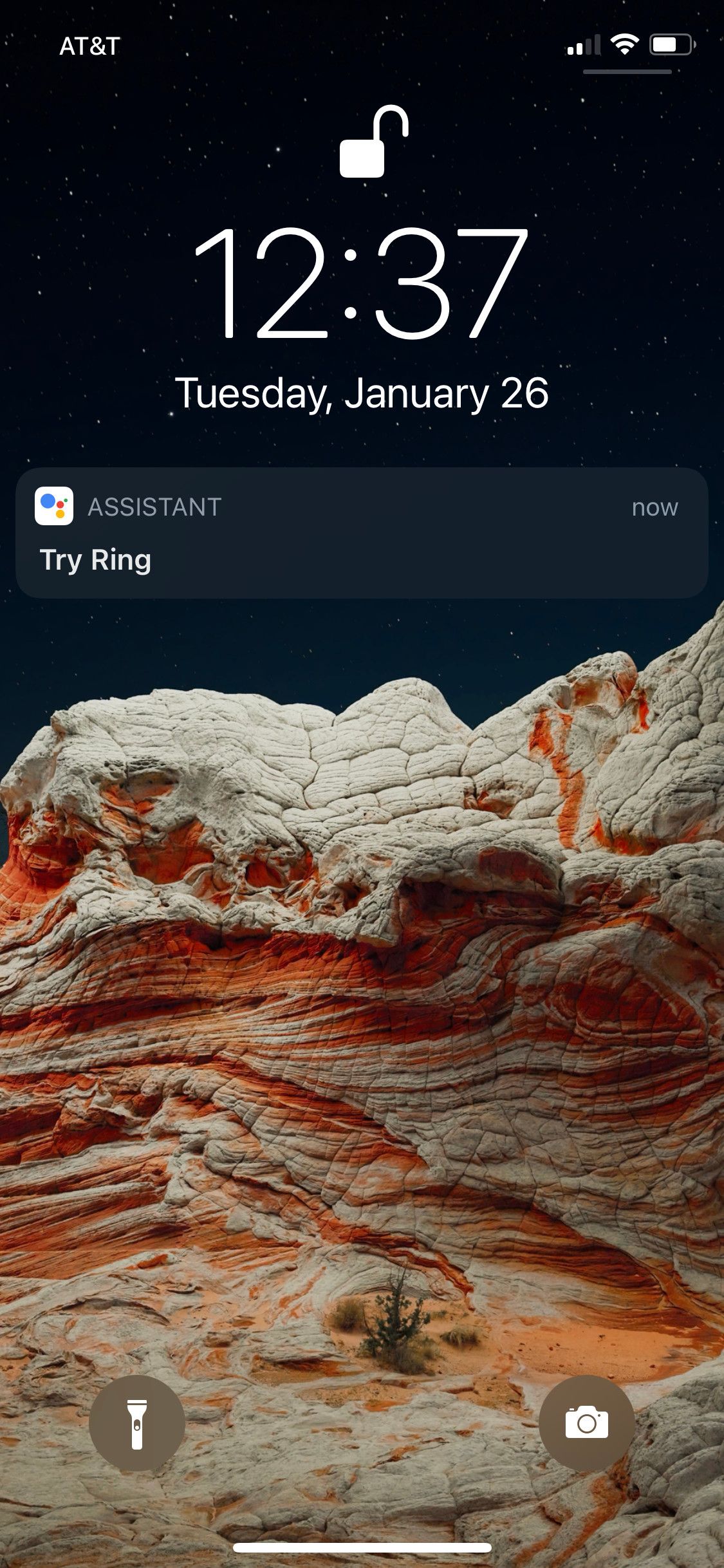 Lock screen notification for Ring