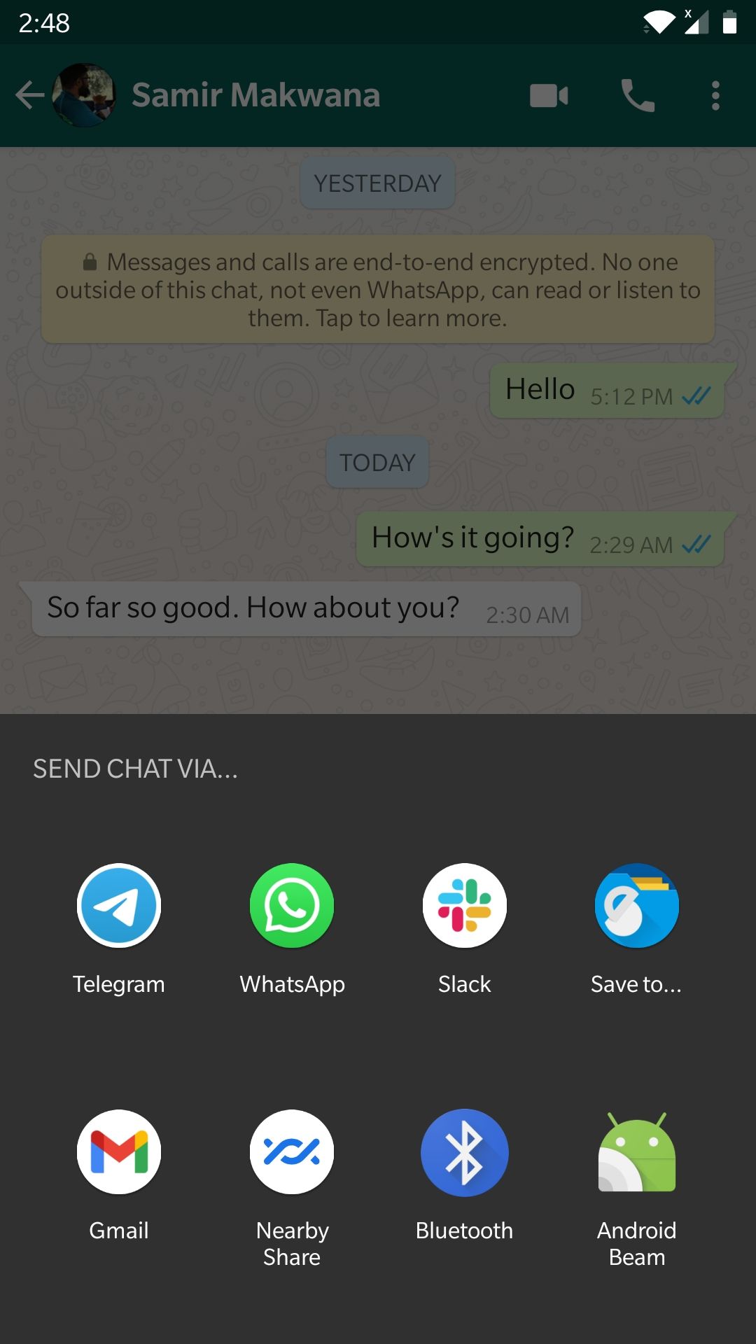 WhatsApp Share Sheet for Telegram on Android