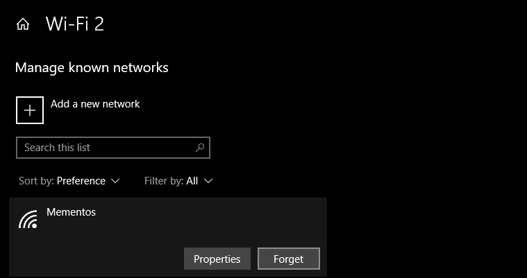 Windows 10 Forget Wi-Fi Network