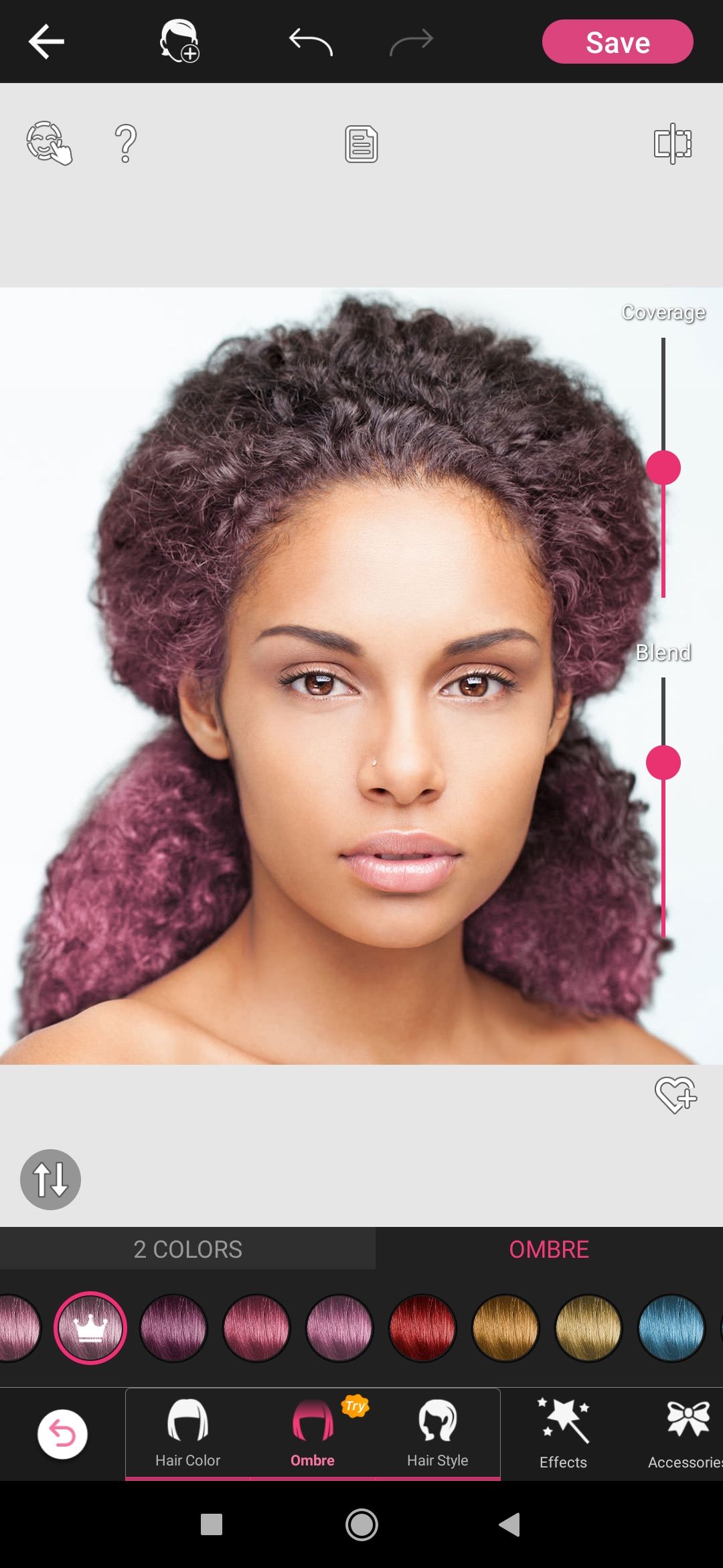 YouCam Makeup hair color pink