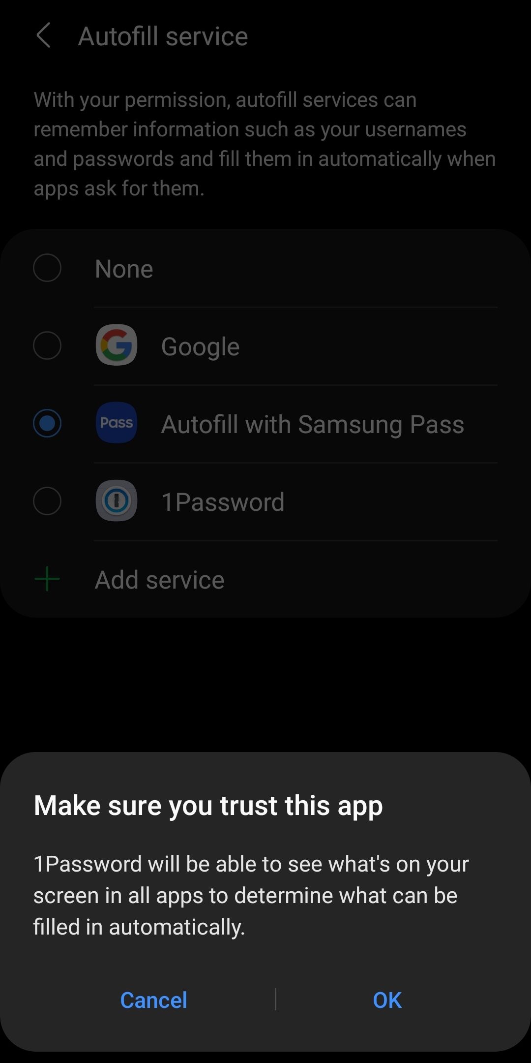 Enable password autofill for password manager in Android
