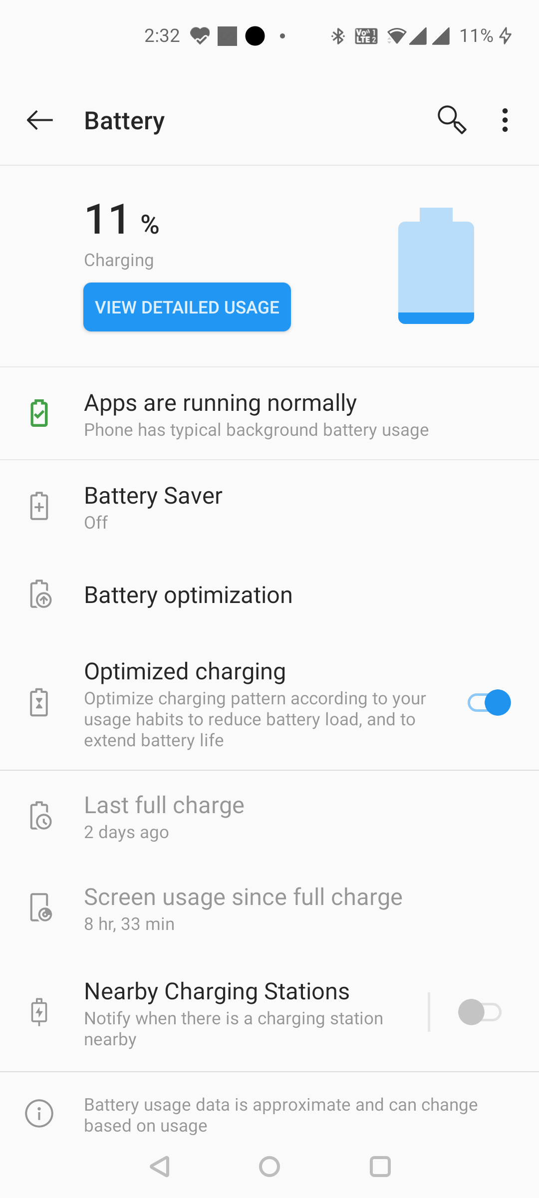 Android battery settings
