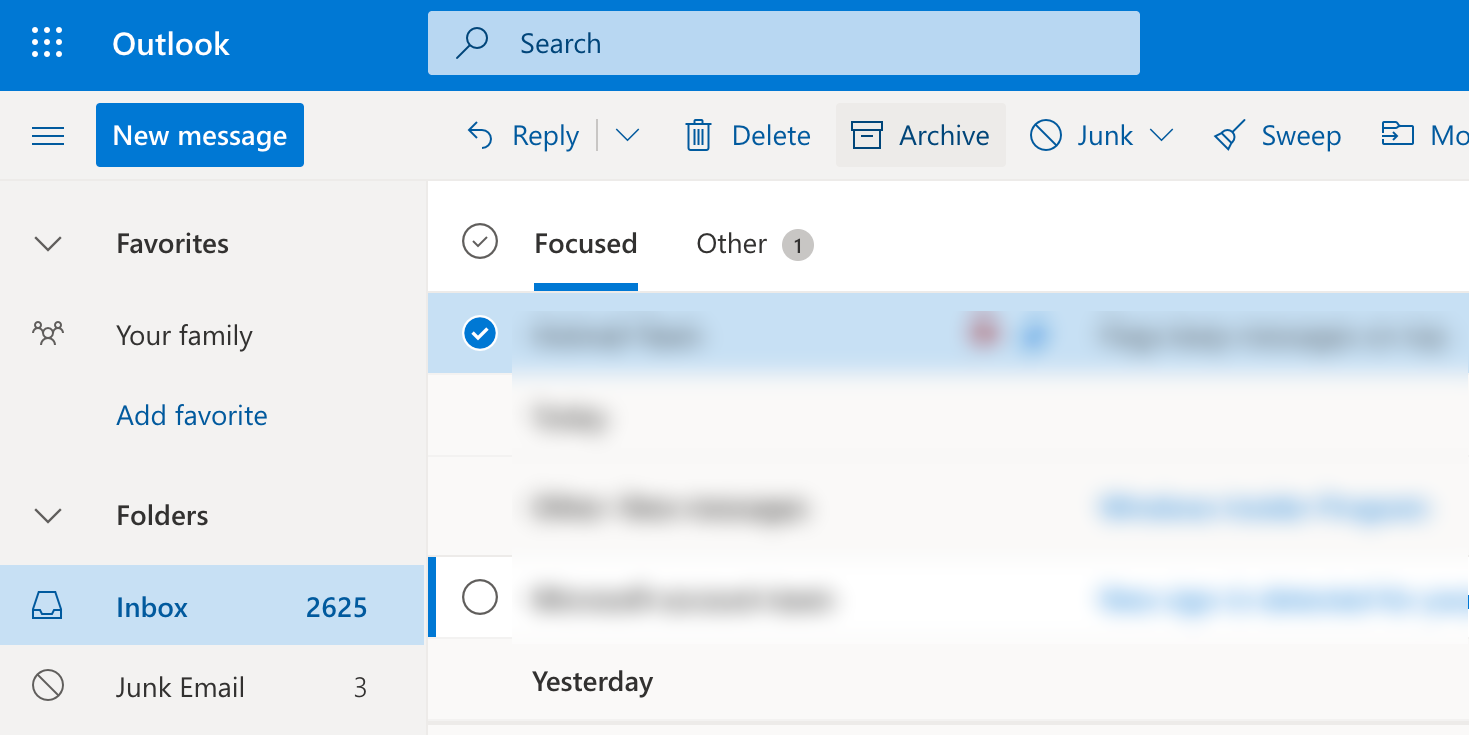 Archive emails on Outlook for web