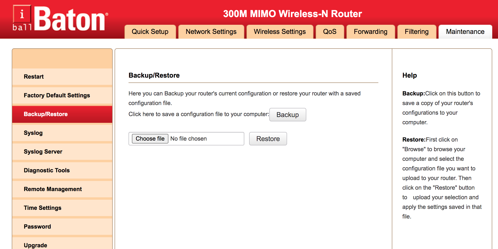 Backup an iBall router