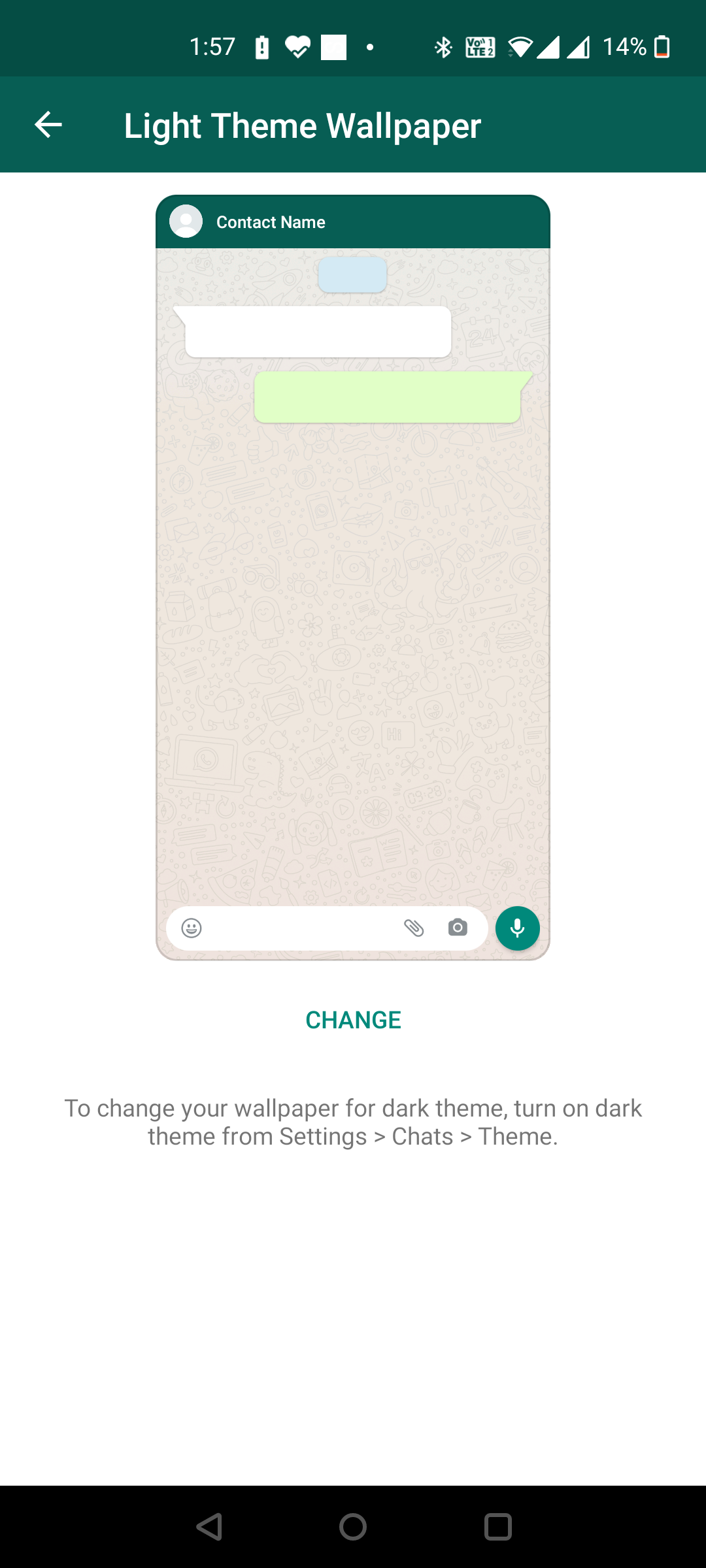 Change the WhatsApp chat wallpaper