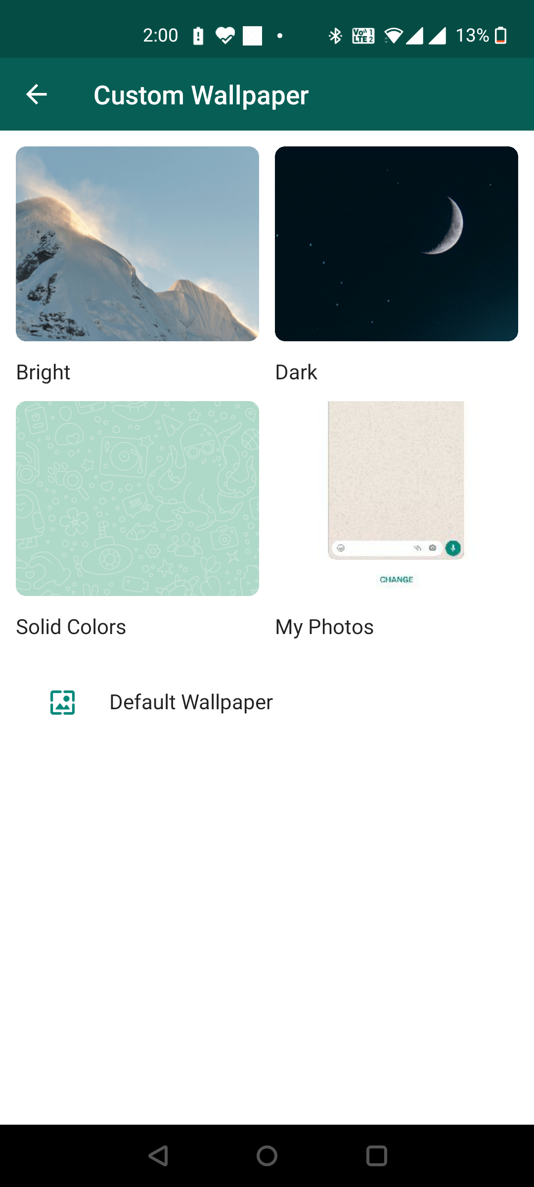 Change the wallpaper for specific WhatsApp chats