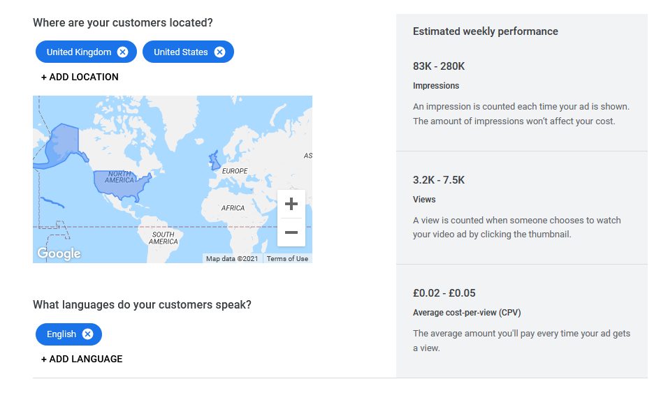 Choose Google Ad Locations and Languages