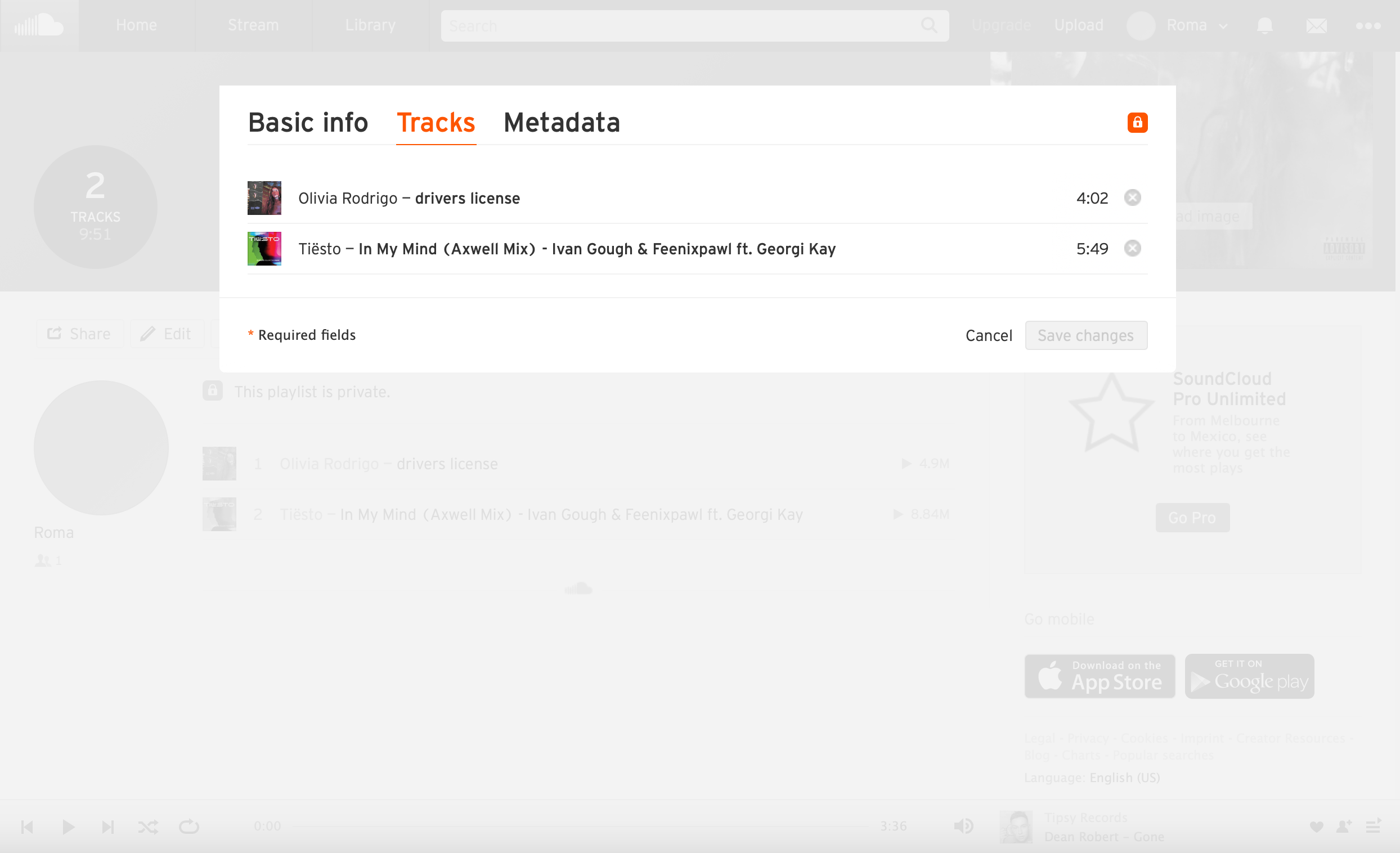 how to edit a playlist on SoundCloud