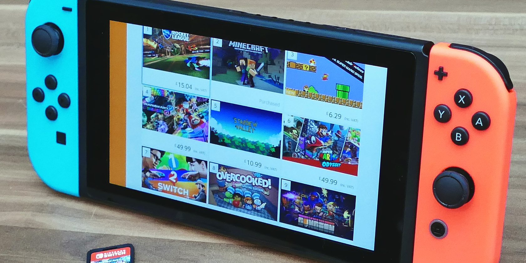 A Nintendo Switch with the eShop onscreen
