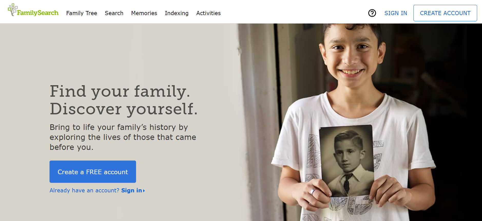 FamilySearch homepage
